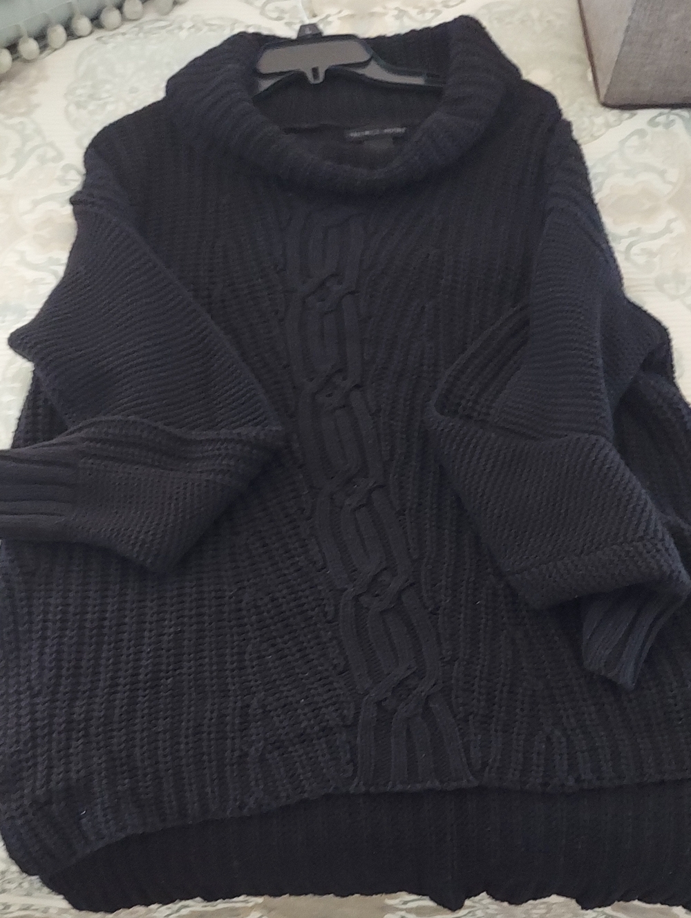 Preswick & Moore Black Cable Knit Cowl Neck Sweater